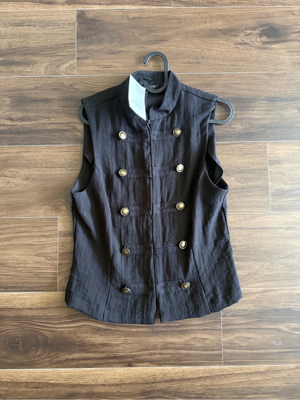 Zara Black Military-Style Sleeveless Vest